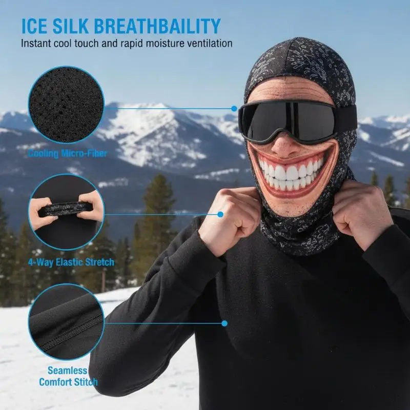 3D Funny Helmet Cover Quick Dry Breathable Protective for Skiing Hiking Mountaineering Outdoor Enthusiasts