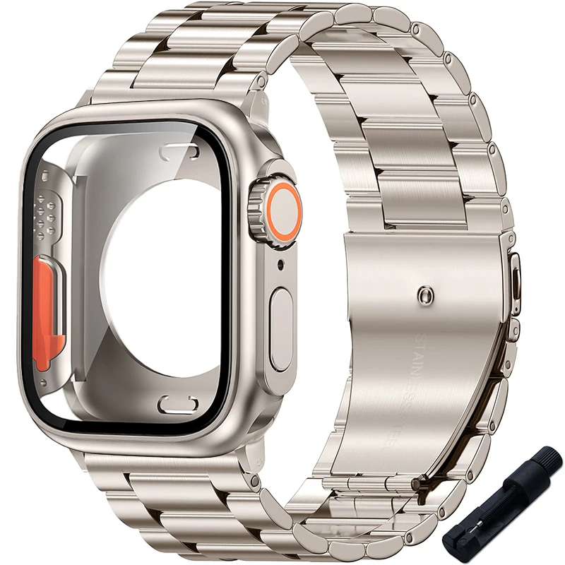 

Металлический ремешок и ультратонкий ремешок для Apple Watch Band 44 мм 45 мм 41 мм 40 мм из нержавеющей стали