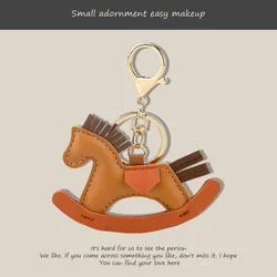 PU Leather Charms Bag Pendant KeyChain Decoration Cartoon Pony Rocking Horses Keyring Animal Ornament Accessories Gift to Friend