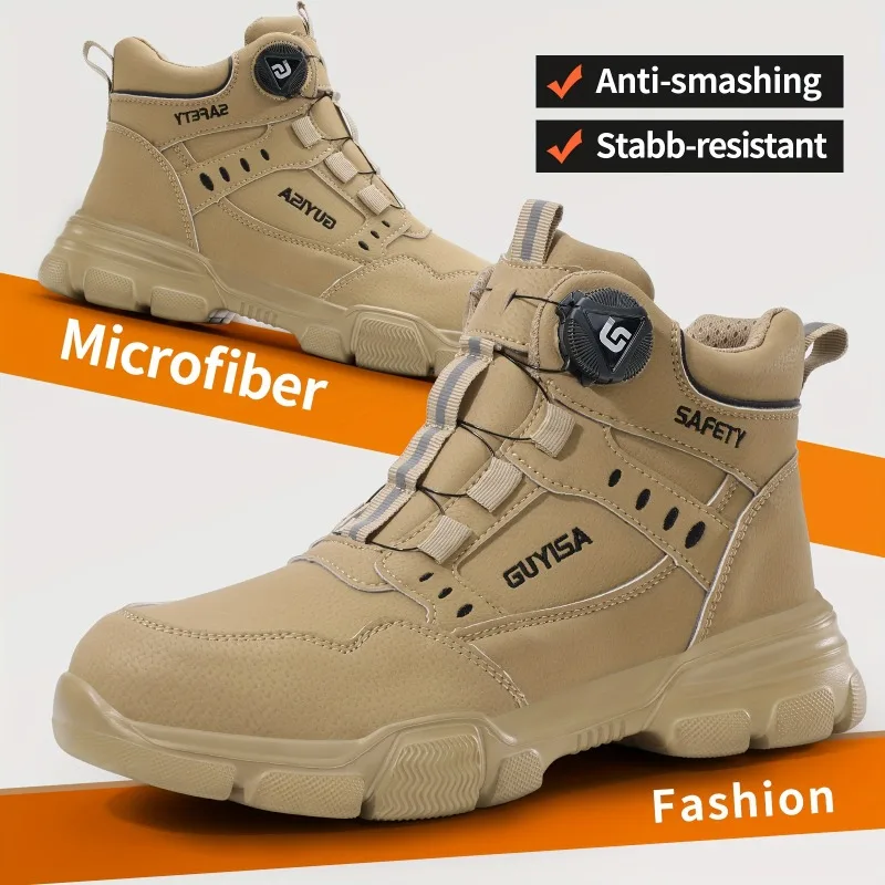 Rotating Button Men Boots Anti-smash Anti Puncture Safety Shoes Men Work Boot Steel Toe Security Indestructible Shoe