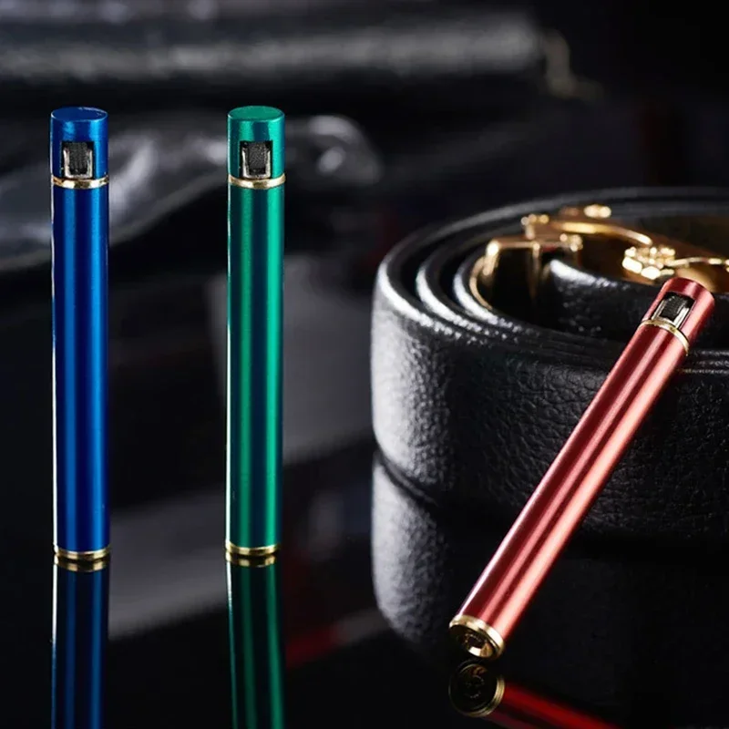 2024 Mini Compact Open Flame Lighter Fire-free Butane Gas Metal Cigaretteshaped Grinding Wheel Lighters Smoking Accessories Cute