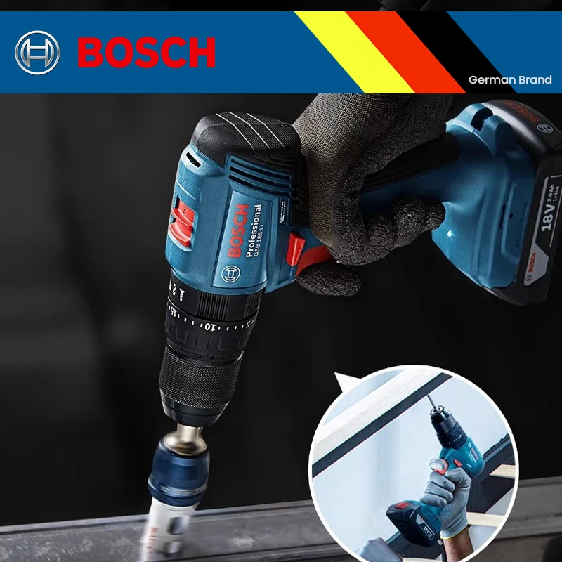 Taladro percutor inalámbrico Bosch GSB185 LI Professional, batería de litio de 18V, motor sin escobillas, destornillador eléctrico, herramienta eléctrica