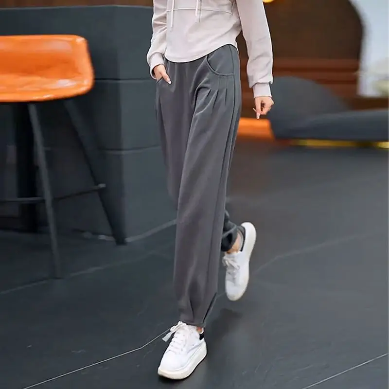 Women's Autumn and Winter Fashion Elegant High Waist Solid Halen Casual Versatile Western Comfortable Commuter Korean Y2K Pants