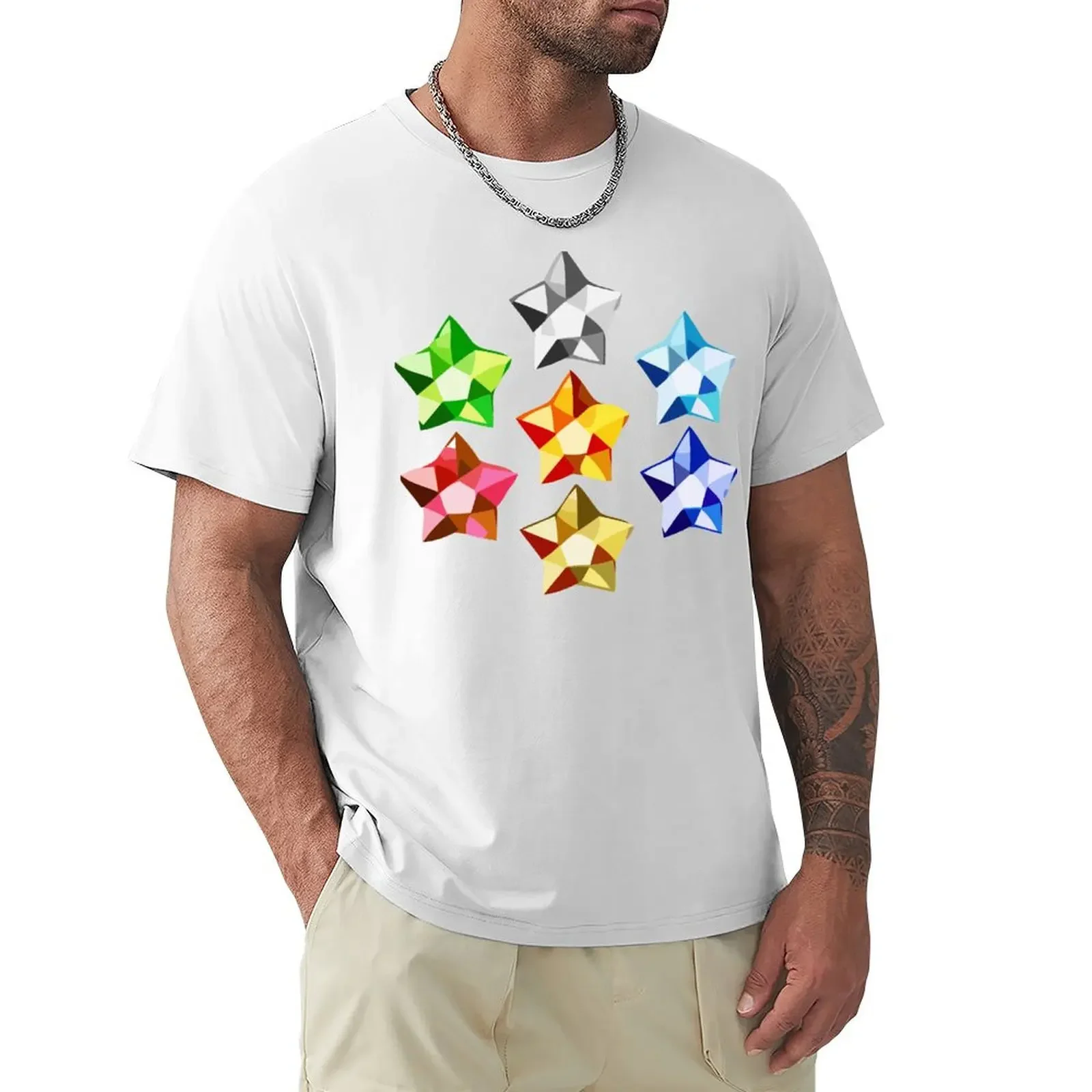 Crystal Stars T-Shirt boys whites customs design your own T-shirts for men cotton