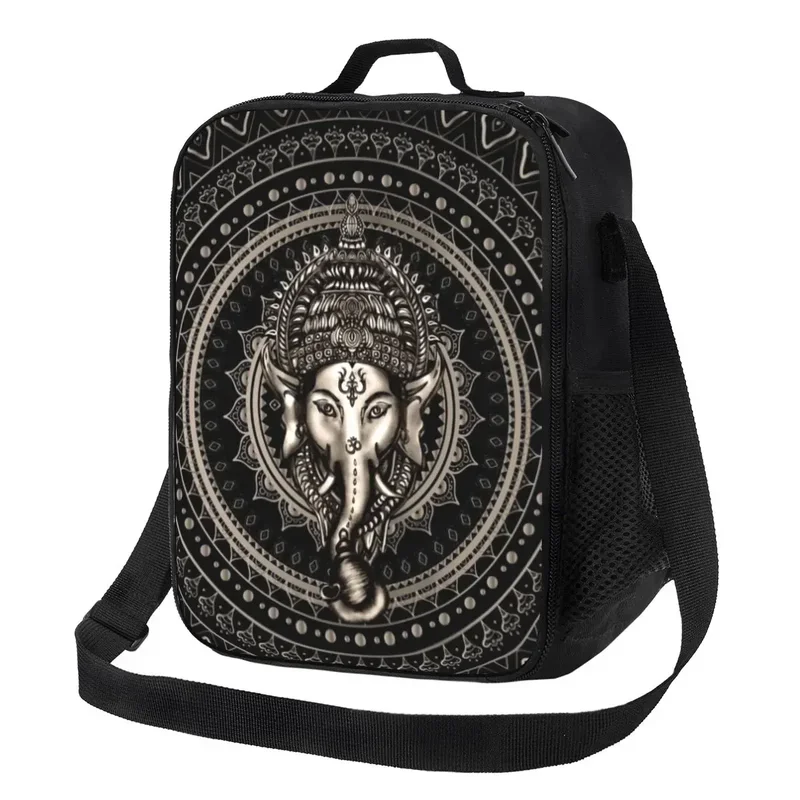 

Lord Ganesha Mandala Insulated Lunch Bag for Women Elephant Cooler Thermal Lunch Box Office Picnic Travel