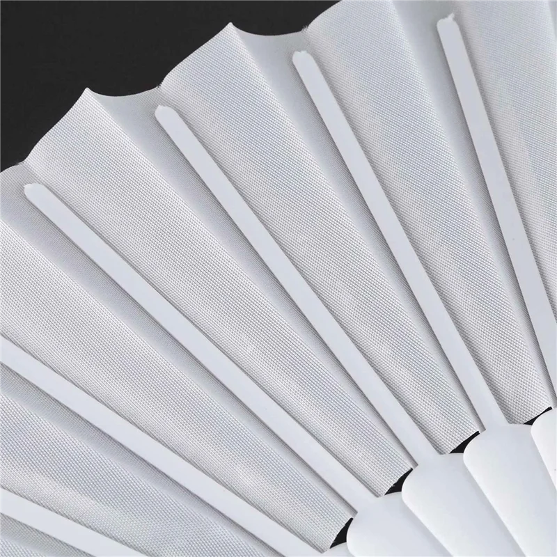 Ventilador dobrável de mão de tecido plástico 6X para senhoras homens branco