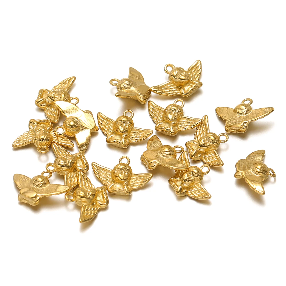 

5 шт. водонепроницаемые 3D подвески в виде ангела из нержавеющей стали, религиозные подвески для DIY ювелирных изделий, ожерелья, браслеты, серьги, принадлежности для изготовления