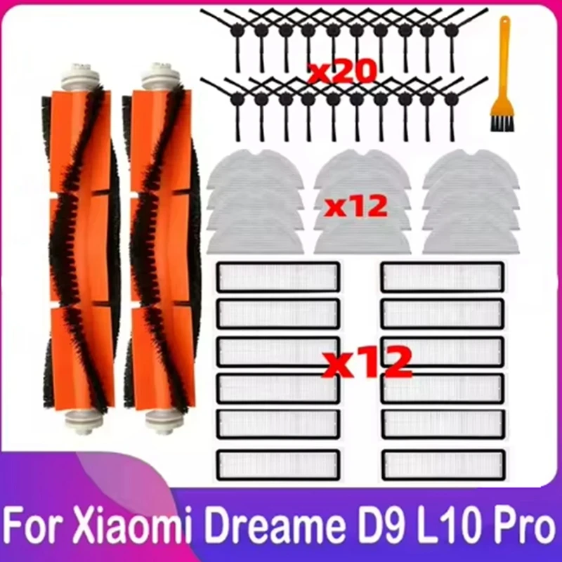 47PCS Brush Filter And Mop Cloth Kit For Dreame D9 Dreame Bot L10 Pro Trouver Robot LDS Vacuum Cleaner Replacement Parts