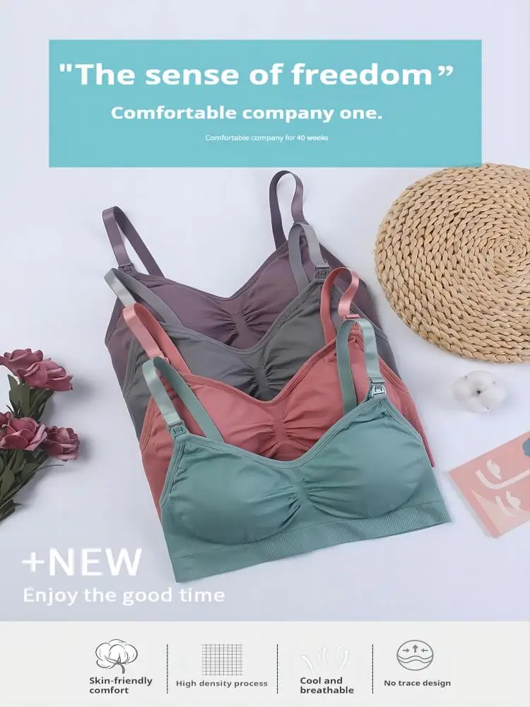 Sutiã de maternidade respirável Wirefree, sutiã de enfermagem, roupas de gravidez, evitar flacidez,