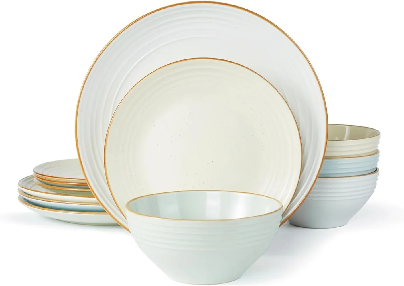 

Famiware Jupiter Dinnerware Set, Plates and Bowls Sets for 4, Microwave and Dishwasher Safe, 12 Pieces Dishes Set, Multi-color