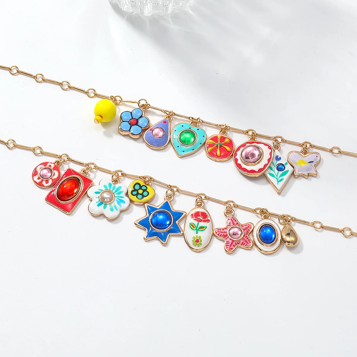 Böhmische Mehrschichtige Bunte Emaille-Blumen-Herz-Stern-Anhänger Halsketten für Frauen 2026 Trend Schmuck Geschenke – Detail 5