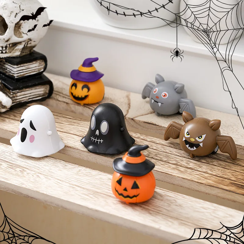 子供のためのハロウィーンのプルバックカーのおもちゃ,ゴースト,カボション,装飾品,クリエイティブ,ハロウィーン,子供へのギフト,ピース/セット