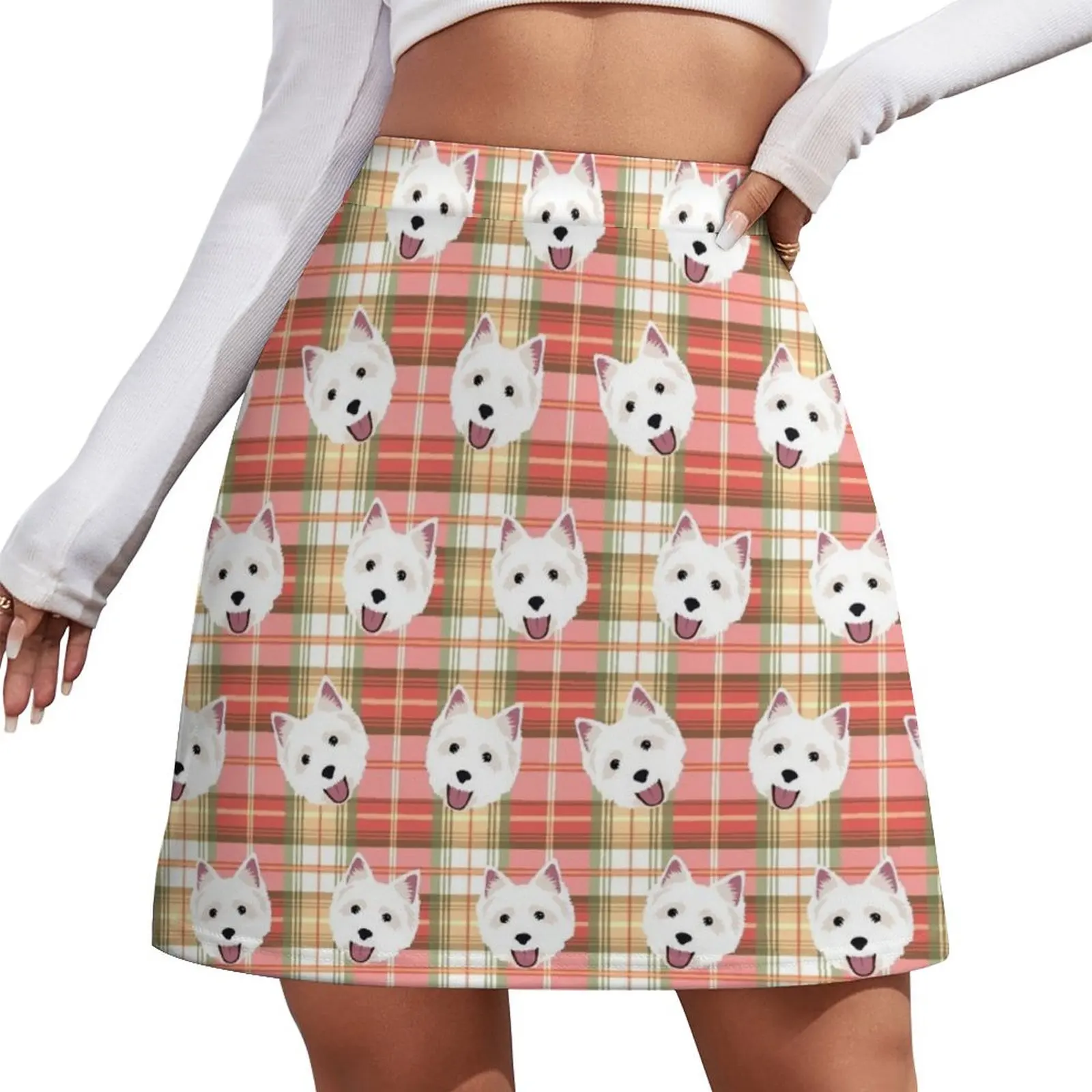 

West Highland Terrier Plaid Mini Skirt luxury evening dresses 2026 Summer skirt Woman skirts