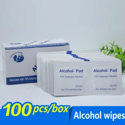 100pcs / lot Swap Prep Pad Wet Wipe Alcohol Wipe for Antiseptic Clean Skin Care Jewelry Cell Phone Clean