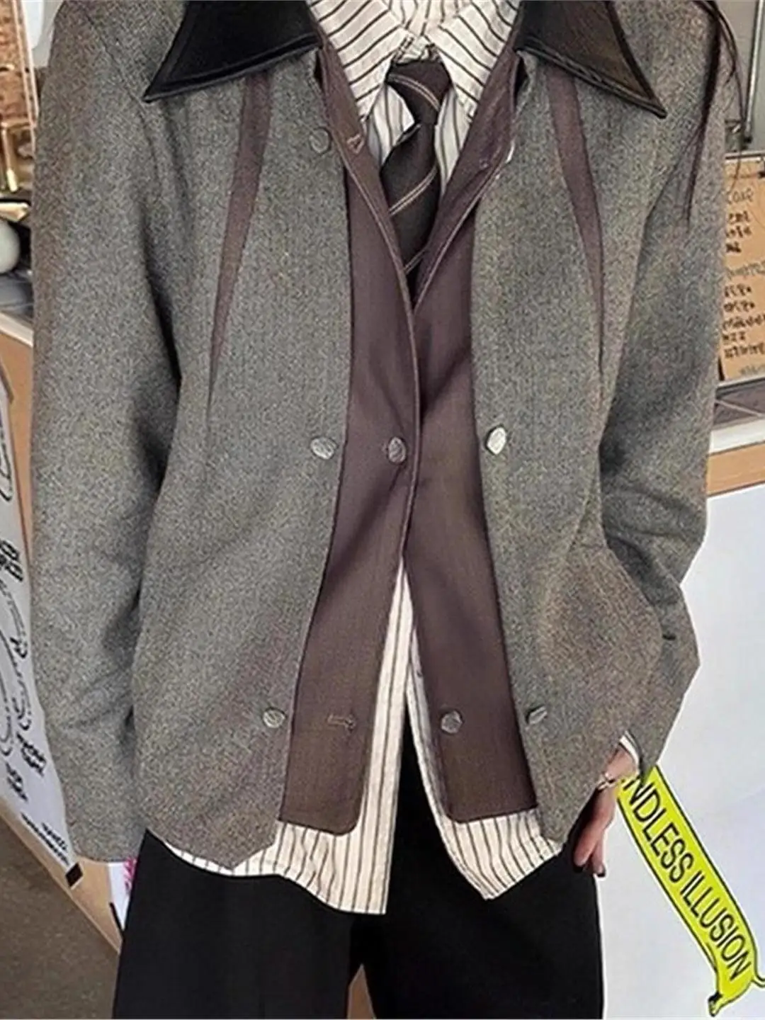 

Американский ретро-пиджак в геометрическом стиле, повседневный, весенне-осенний, в стиле Old Money, универсальный, для отдыха