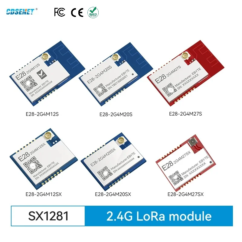 2.4Ghz SX1281 LoRa Spread Spectrum Module CDSENT E28 Series Wireless RF Module ESD Protection 20dBm FLRC GFSK SPI SMD Module 6km