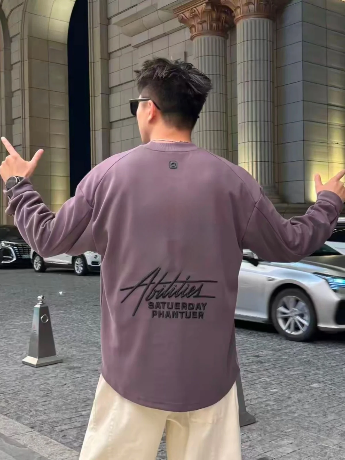 

Autumn American Trendy Brand Heavyweight Letter Embroidery round Ne Sweatirt Men's Faion Versatile Loose Breathable Lon...