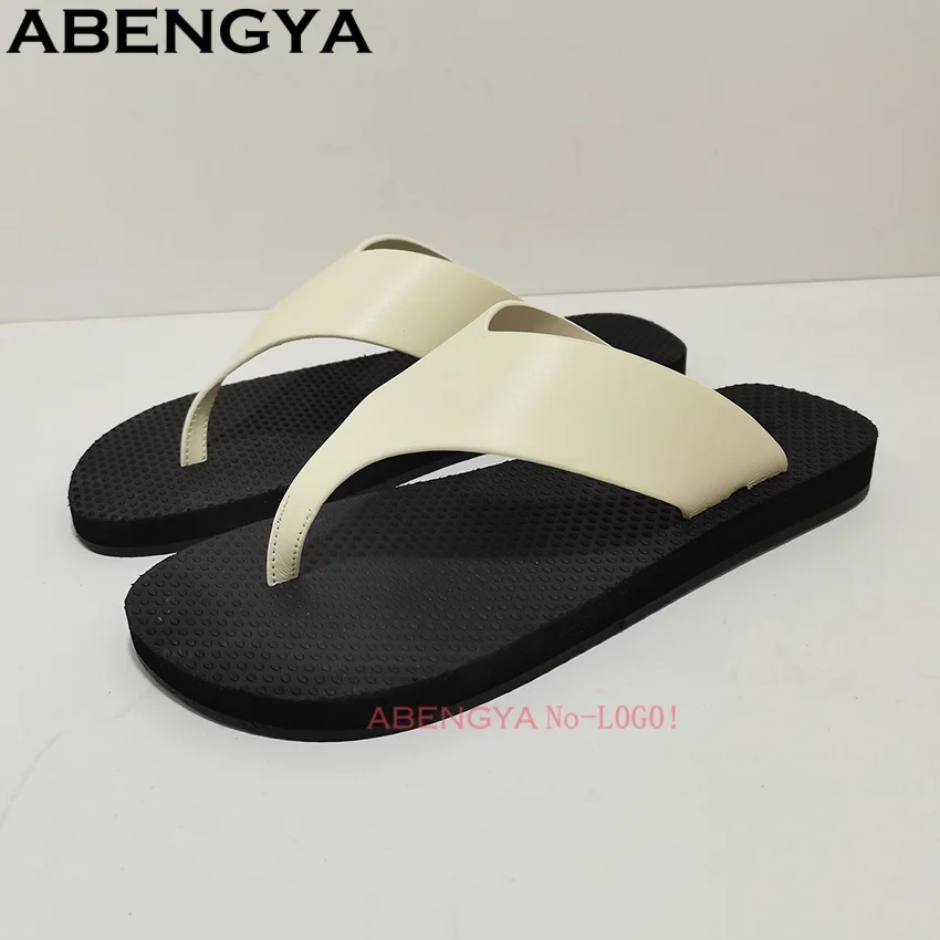 

New Summer FlipFlops Platform Flat Slippers For Women Black Leather Slides Casual Flats Holiday Shoes For Women Slippers