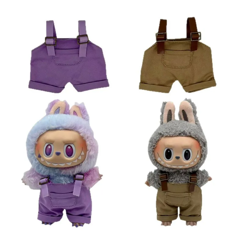 

Clothes For Labubu Workwear Style Colorful Overalls For 15/17cm 1st 2nd 3rd Gen Dolls Purple And Brown Denim Styles