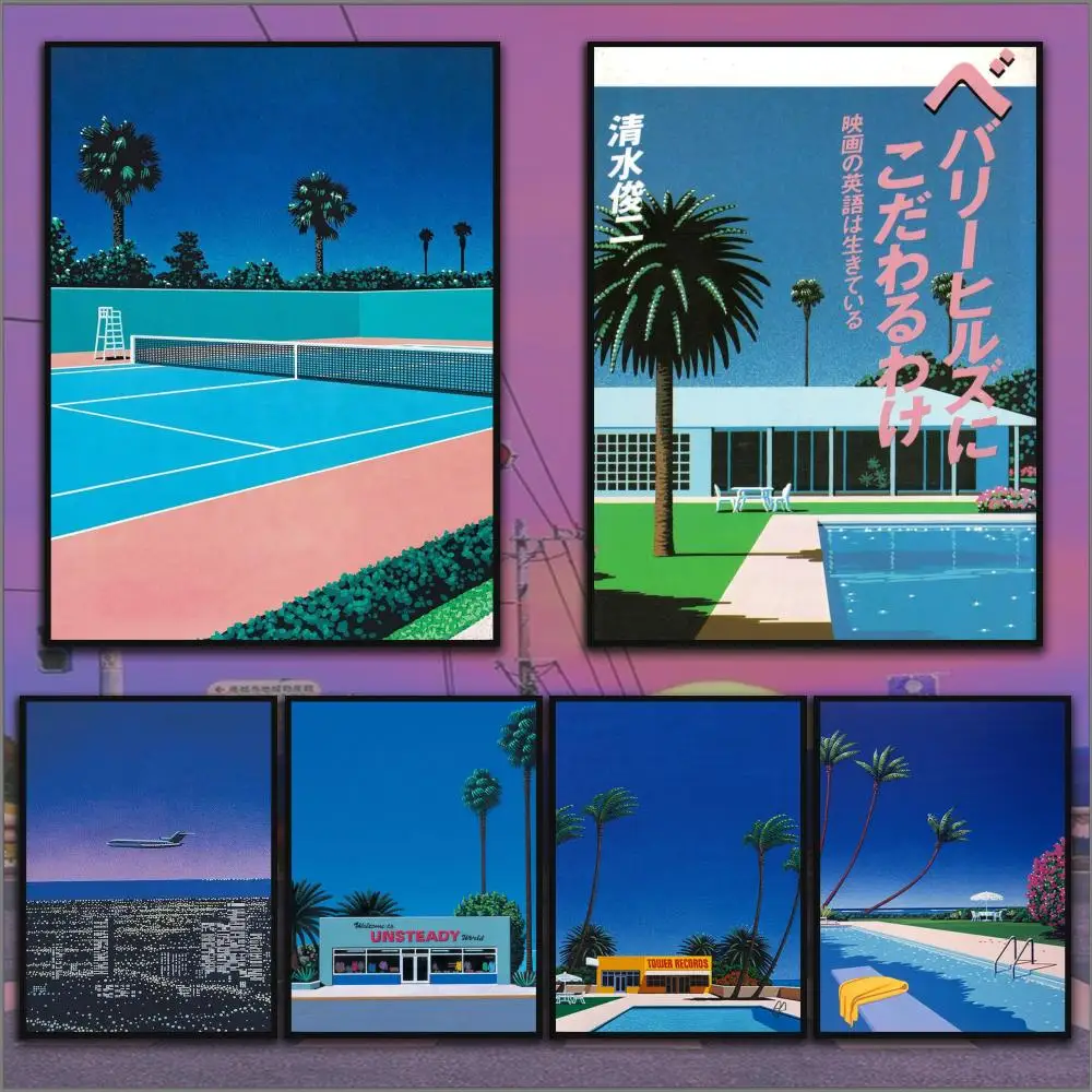 Retro H-Hiroshi Nagai Anime-Kunstposter HD-Kunst Selbstklebende Wanddekoration Wasserfest Anime-Film Sänger Wohnzimmer Schlafzimmer Bar Dekoration