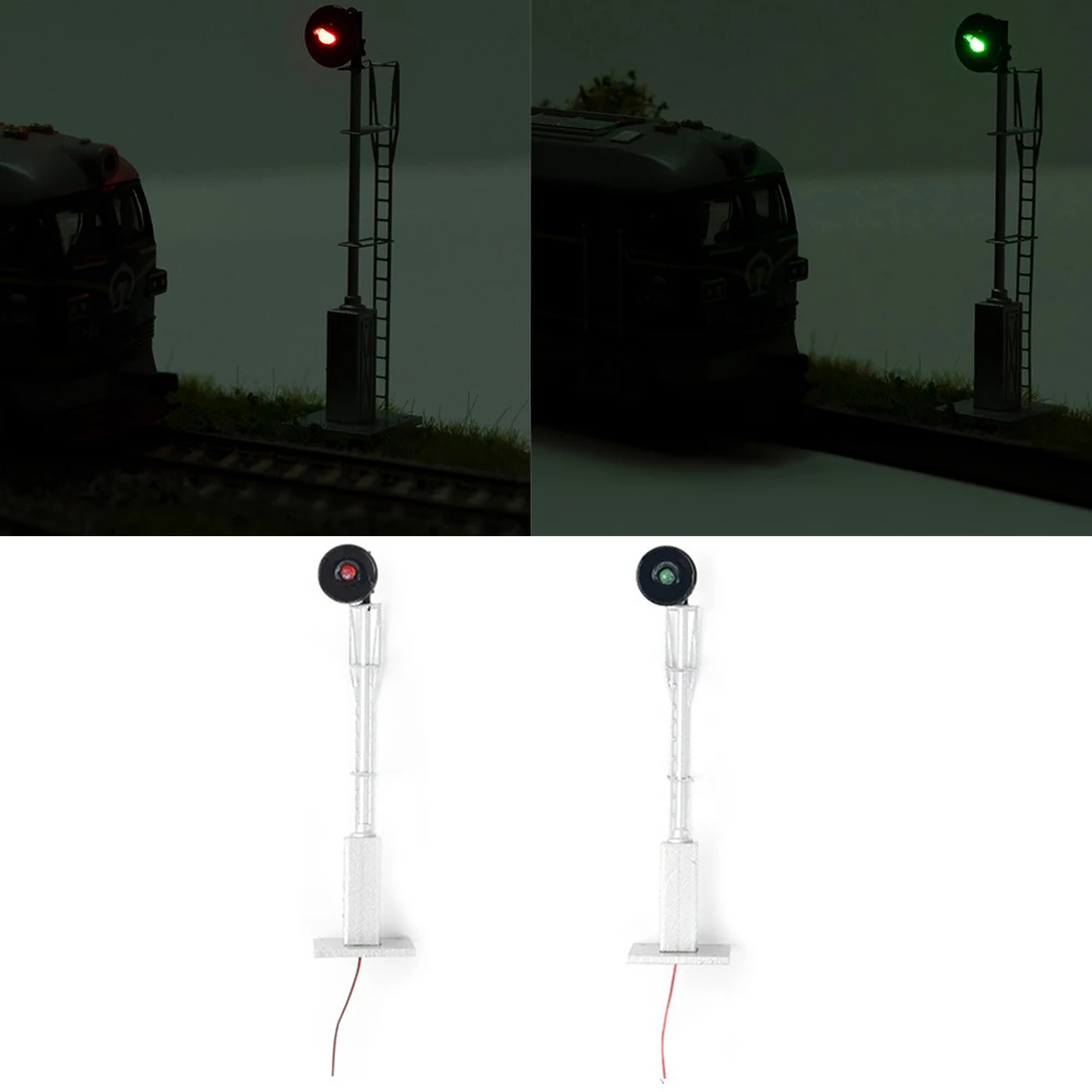 HO مقياس نموذج السكك الحديدية ثلاثي أضواء كتلة الكشاف إشارة غرامة صنع المعادن 1 الأهداف المتضادة الضوء الأخضر/الأحمر