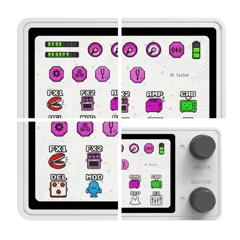 Lightweight Effects For Pedal for Guitar 90.5 x 55.5 x 36.7mm with 2.4 inch TFT Screen 103dB SNR 44.1kHz 24 bit Resolution