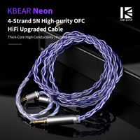 KBEAR Neon earphone cable 4 core 5N High-purity OFC HiFi headphone Upgraded wire 3.5mm/4.5mm for