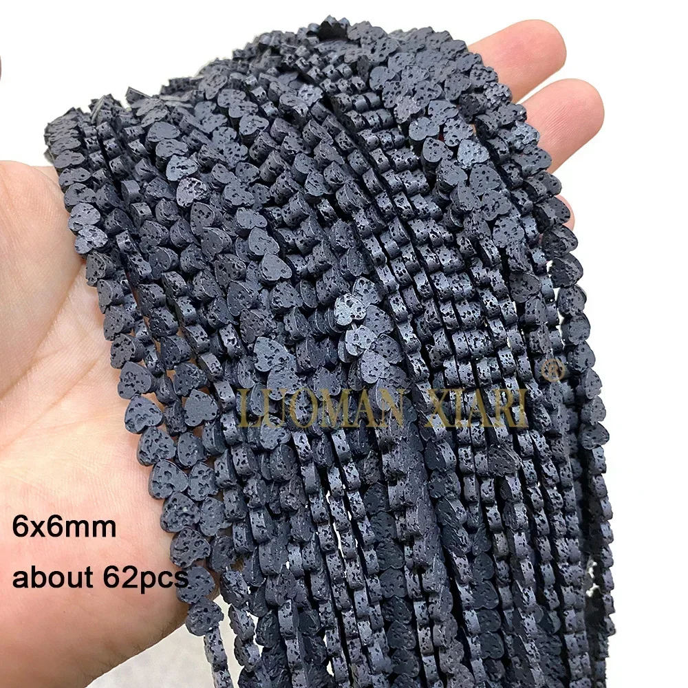 Natural Stone Black Volcanic Lava Cylinder Wheels Square Round Shape Beads for Jewelry Making Diy Bracelet Accessories 2-13MM