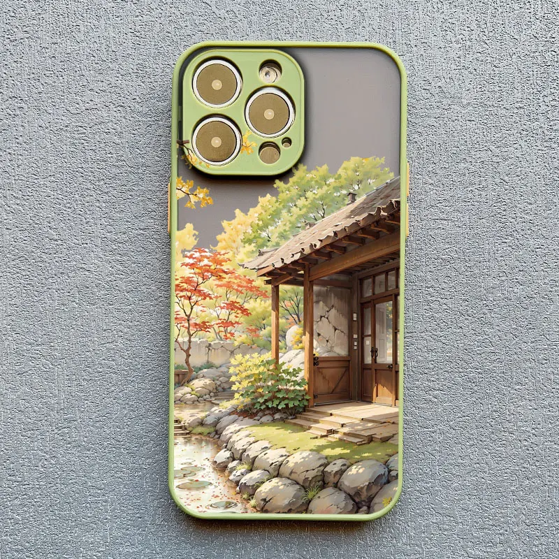 Vintage Ölgemälde Haus Handyhülle für iPhone 11 13 12 Pro MAX Mini XR XS X 17 16 15 14 Pro Max Plus Blumenhof Cover – Detail 12