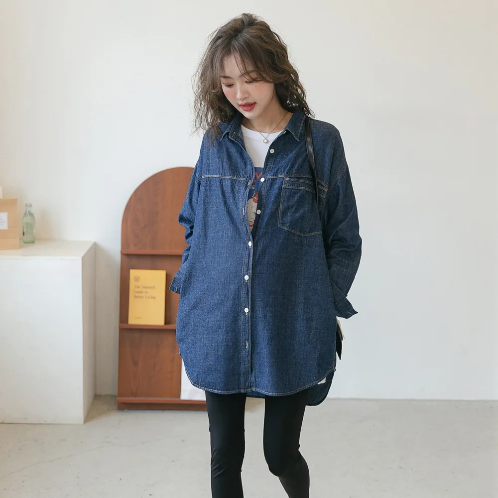 

Maternity Dress Fashion Internet Celebrant Stylish Denim Long-sleeved Shirt Early Spring Tide Mom Going Out Long-sleeved Jacket