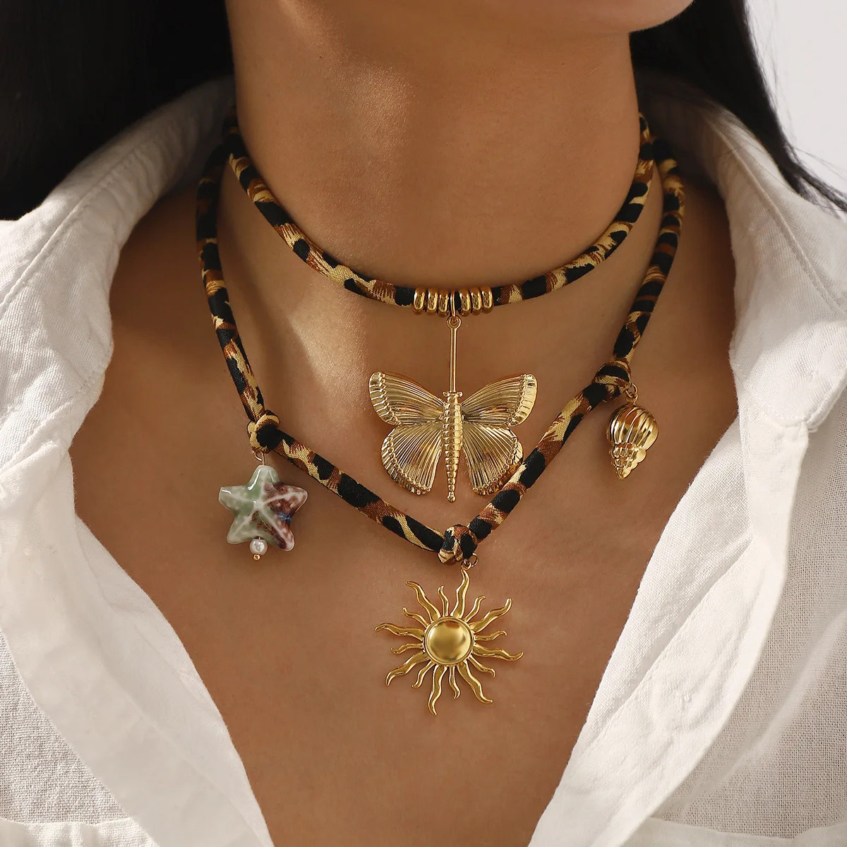 

New Retro Bohemian Stainless Steel Style Necklace Simple Fashion Jewelry Women Summer Party Evening Party Jewelry