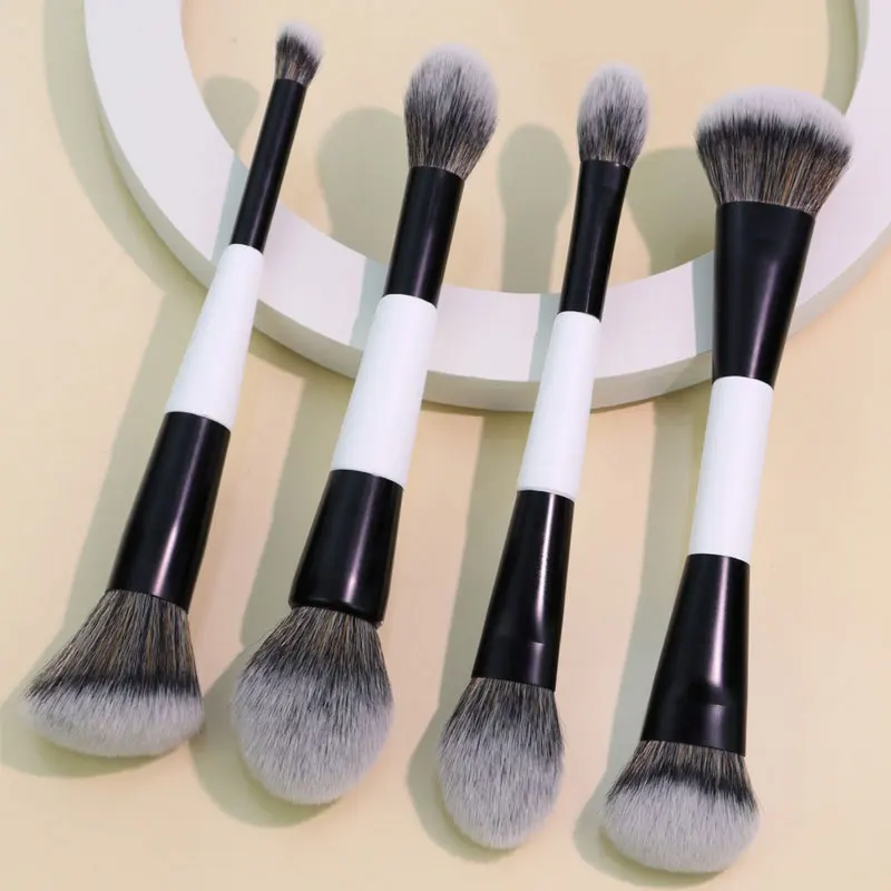 Ensemble de pinceaux de maquillage à double tête F1-F4 pour fond de teint, Blush, outils de beauté, pinceaux cosmétiques de mise en forme du visage