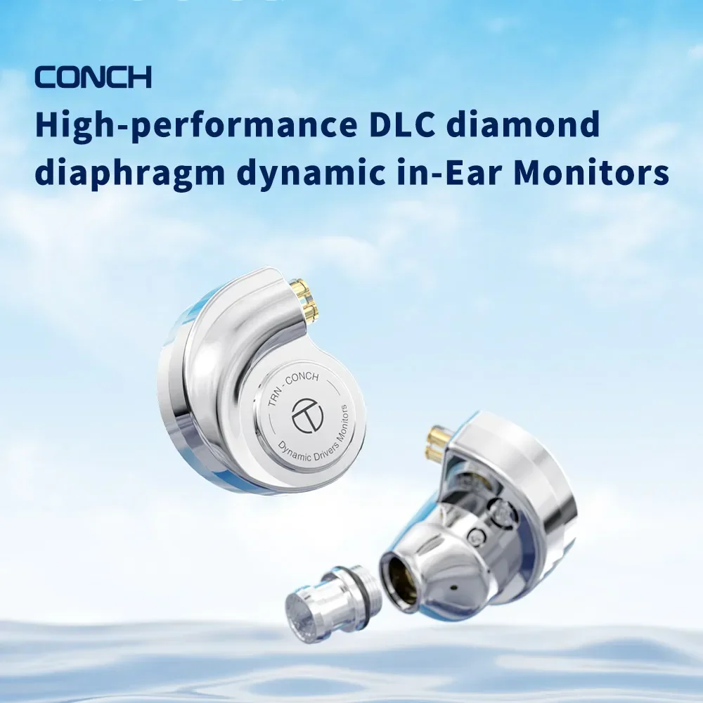 Original TRN Conch Earphone High-Performance DLC Diamond Diaphragm Dynamic In-Ear Monitors Interchangeable Tuning Nozzle Filters