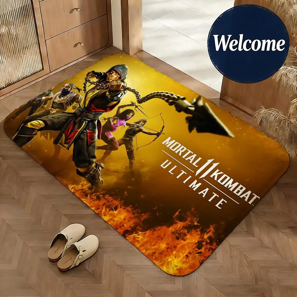 Soft Flannel Floor Mat Game Mortal Kombat Floor Mat Non-Slip Absorbent Doormat Bathroom Bedroom Home Decor Rug