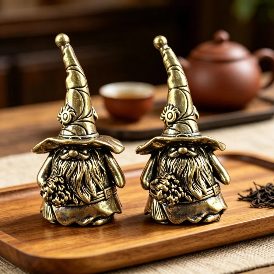 Vintage Kupfer-Gnom-Zauberer-Statue Halloween Schreibtisch-Dekoration Kreatives Geschenk – Detail 4