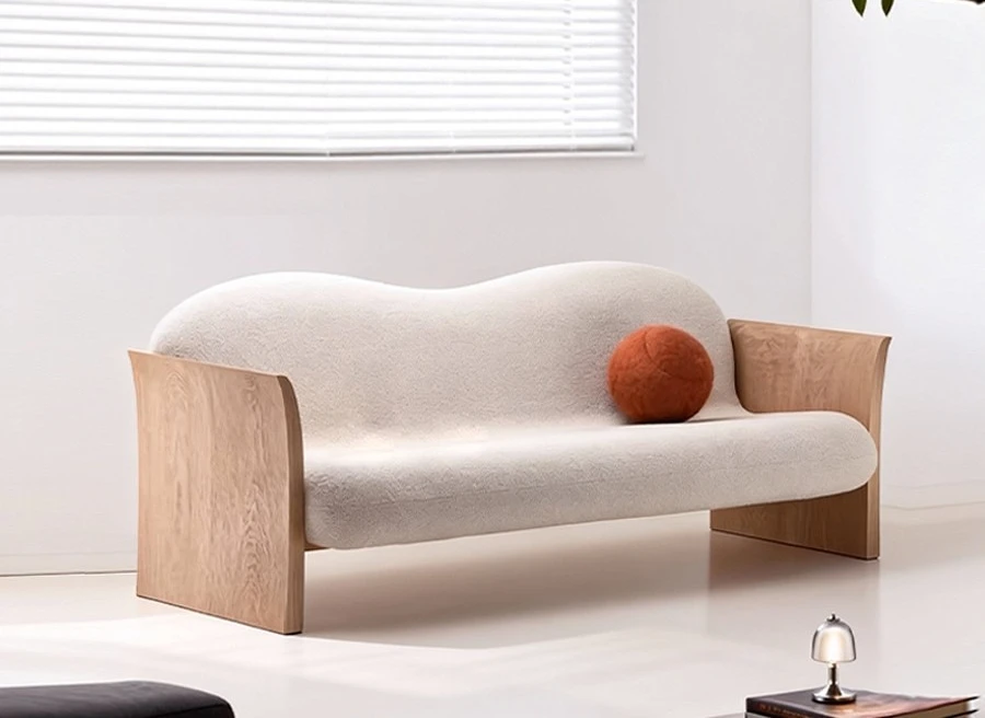 Wabi Sandy Wind Solid Wood Sofa Living Room Hotel B & B Club Beauty Salon Log Arc Bench