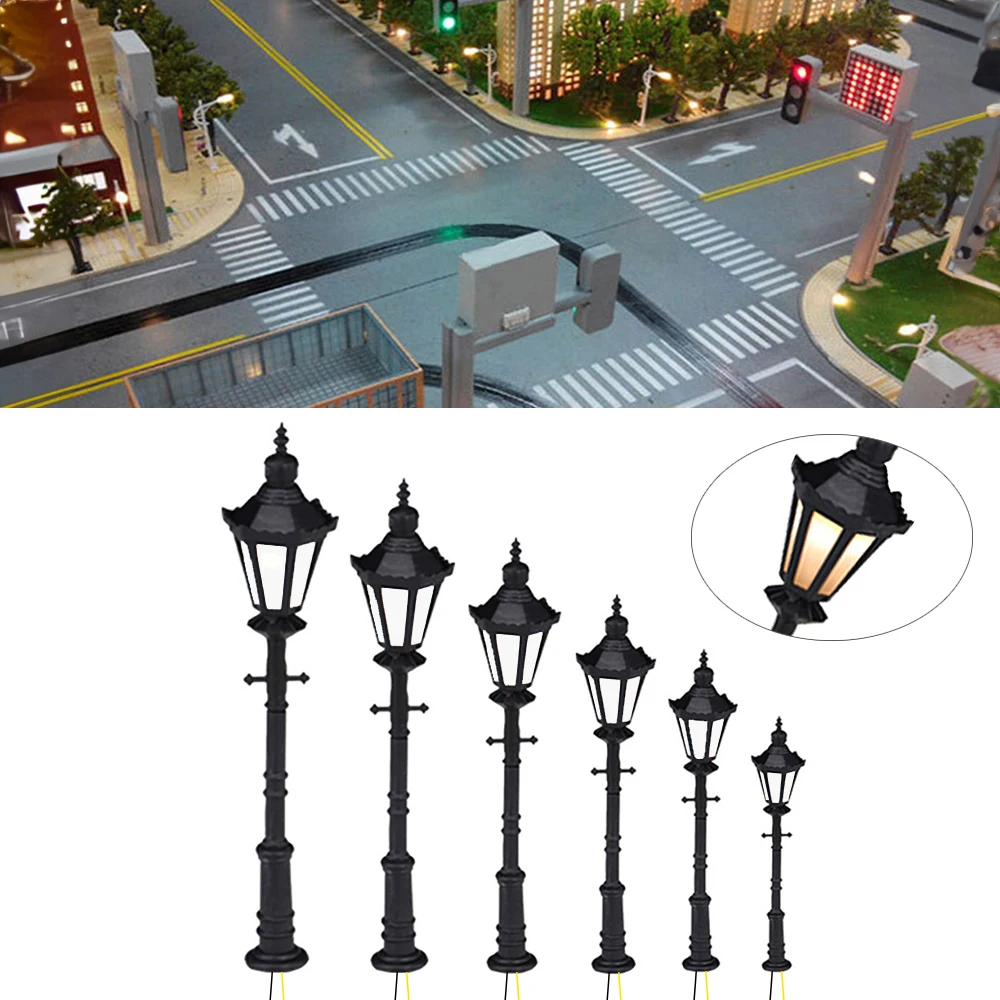 

10pcs Model Railroad OO Scale Model Street Lights Layout Lamppost Railway Train Garden Playground Scenery Led Lamp Lighting