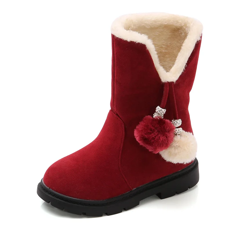 Autumn Winter Furry Lined Long Boots Girls Anti-Slip Warm Snow Boots Kids Soft-Soled Comfortable High-Top Boots Casual Children