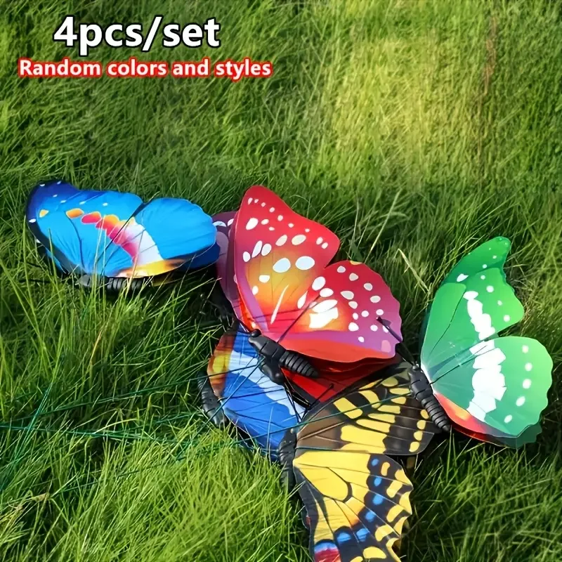 4 Stück zufällige Farbe 3D Metall Kunst Schmetterling Wanddekoration bunte Eisen Kunst Schmetterling fliegende hängende Ornamente für Outdoor Garten Yar