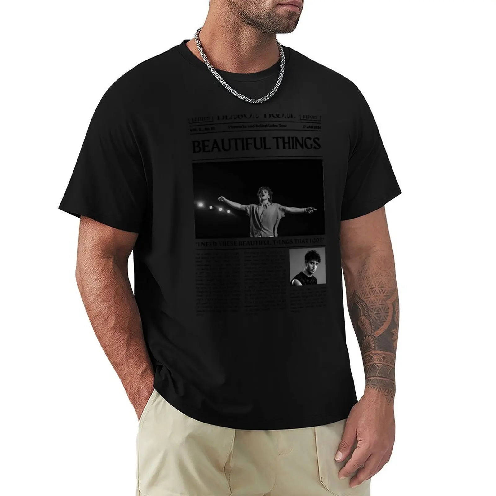 

Benson Boone Newspaper T-Shirt luxury designer gifts for boyfriend mens shirts graphic tee