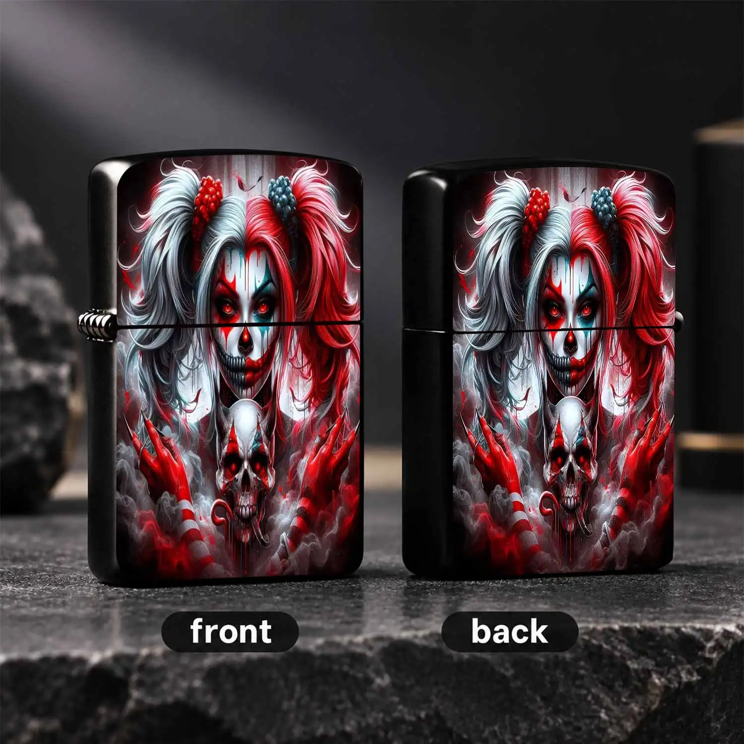 Clown Girl Themed Lighter, Gothic Dark Art Style Portable Ornament, Full-Scene Usable Stylish Decorative Accessory, Unique Eye-Catching Gift for Art Lovers for Daily Travel Party Use  A Humorous And Interesting Lighter