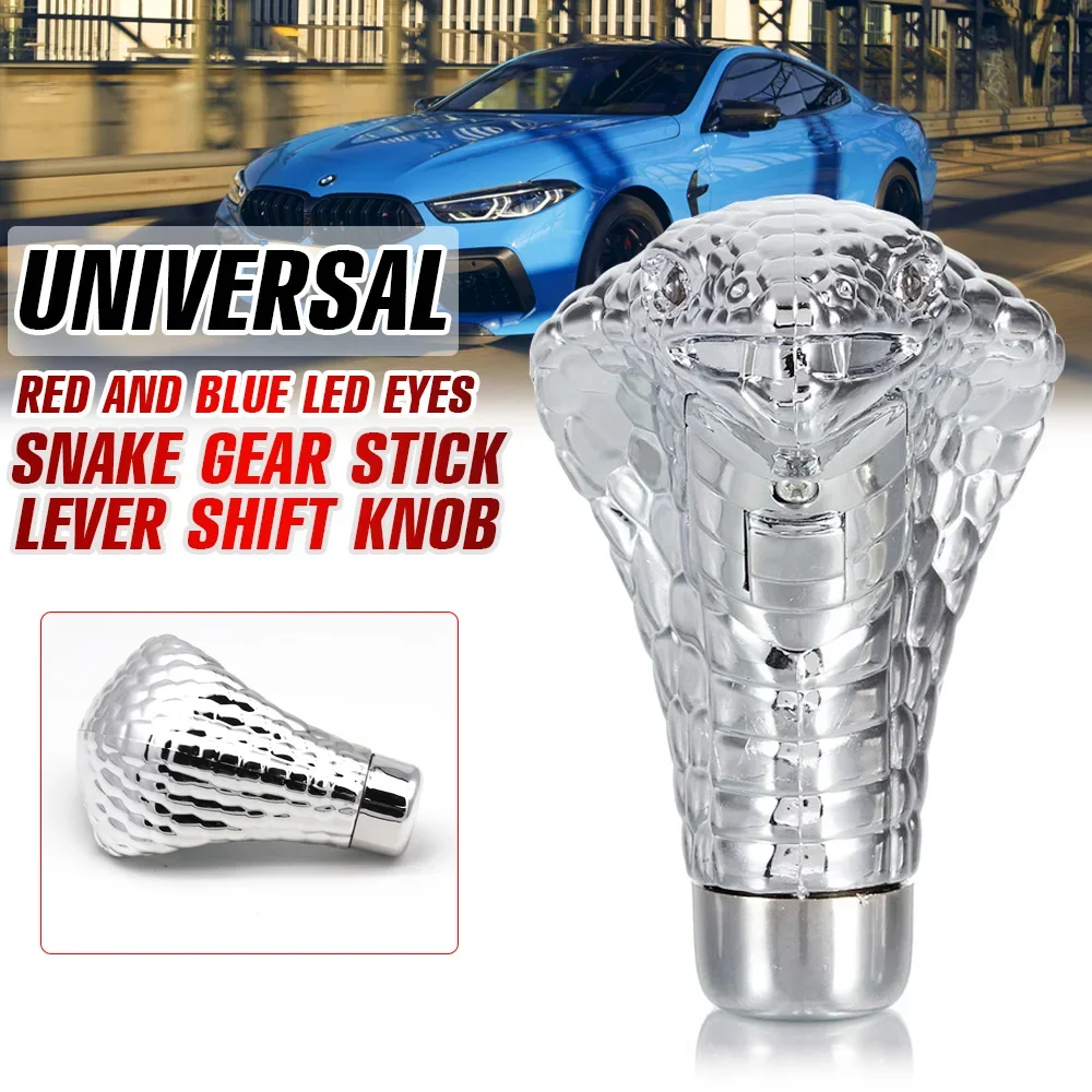 Cobra Snake Gear Shift Knob, Chrome Manual Transmission Shifter with LED Light, Car Modification Gear Stick Accessory