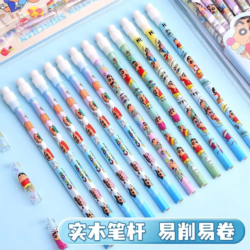 kawaii Crayon Shin-chan 2B triangular pencil equipped with small eraser solid writing stationery supply