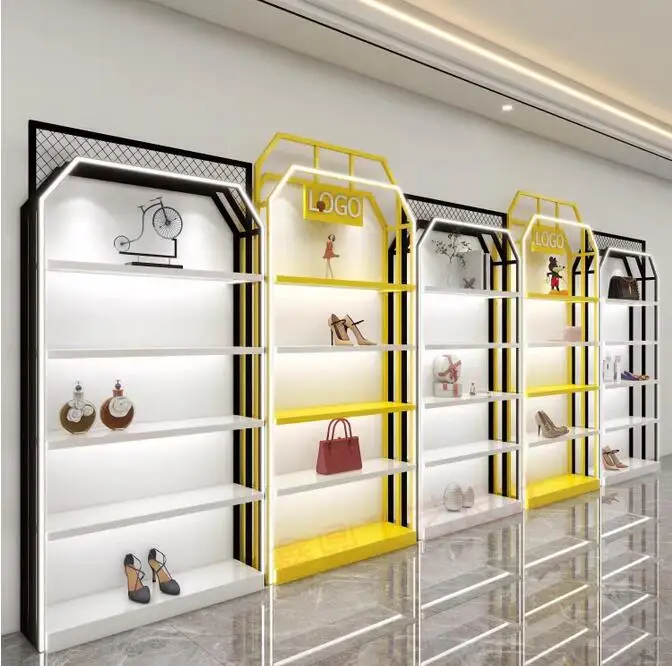 Shoe store display racks, children's shoe store shelves, shopping malls with light containers, bags, shoe cabinets