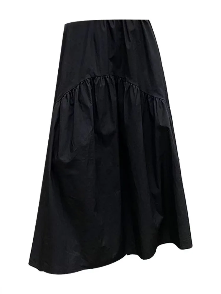 

Women's Long A-Line Skirt High Waist Pleated Midi Skirt plus Size Summer Faion Korean Sle Cover Hip Umbrella Skirt