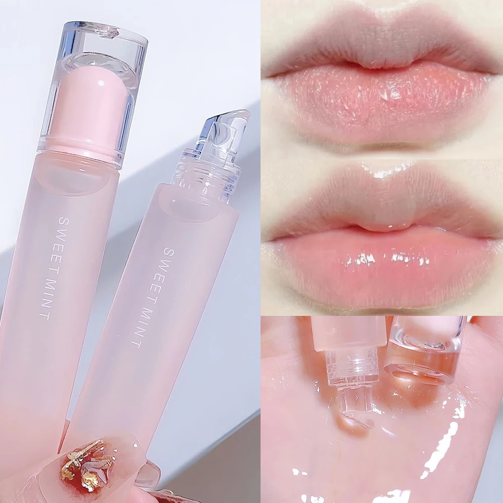 โปร่งใส Plumping Lip Balm กระจกน้ําแก้ว Liquid Lip GLOSS Moisturizing Hydrating Jelly Plump LIPS แต่งหน้าเครื่องสําอาง