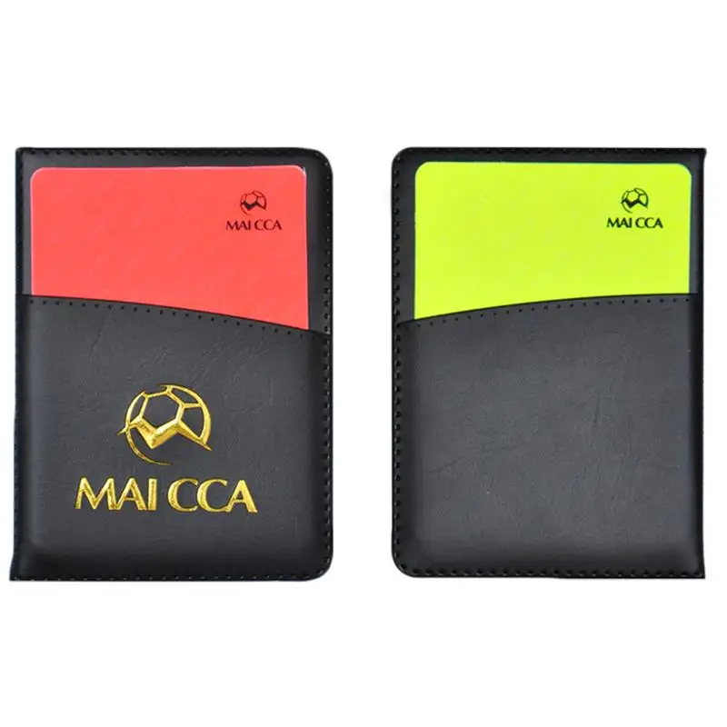 Carte rosse e gialle da calcio Registra carta rossa Strumento per arbitro di carte gialle con custodia in pelle e attrezzatura da calcio con penna a sfera