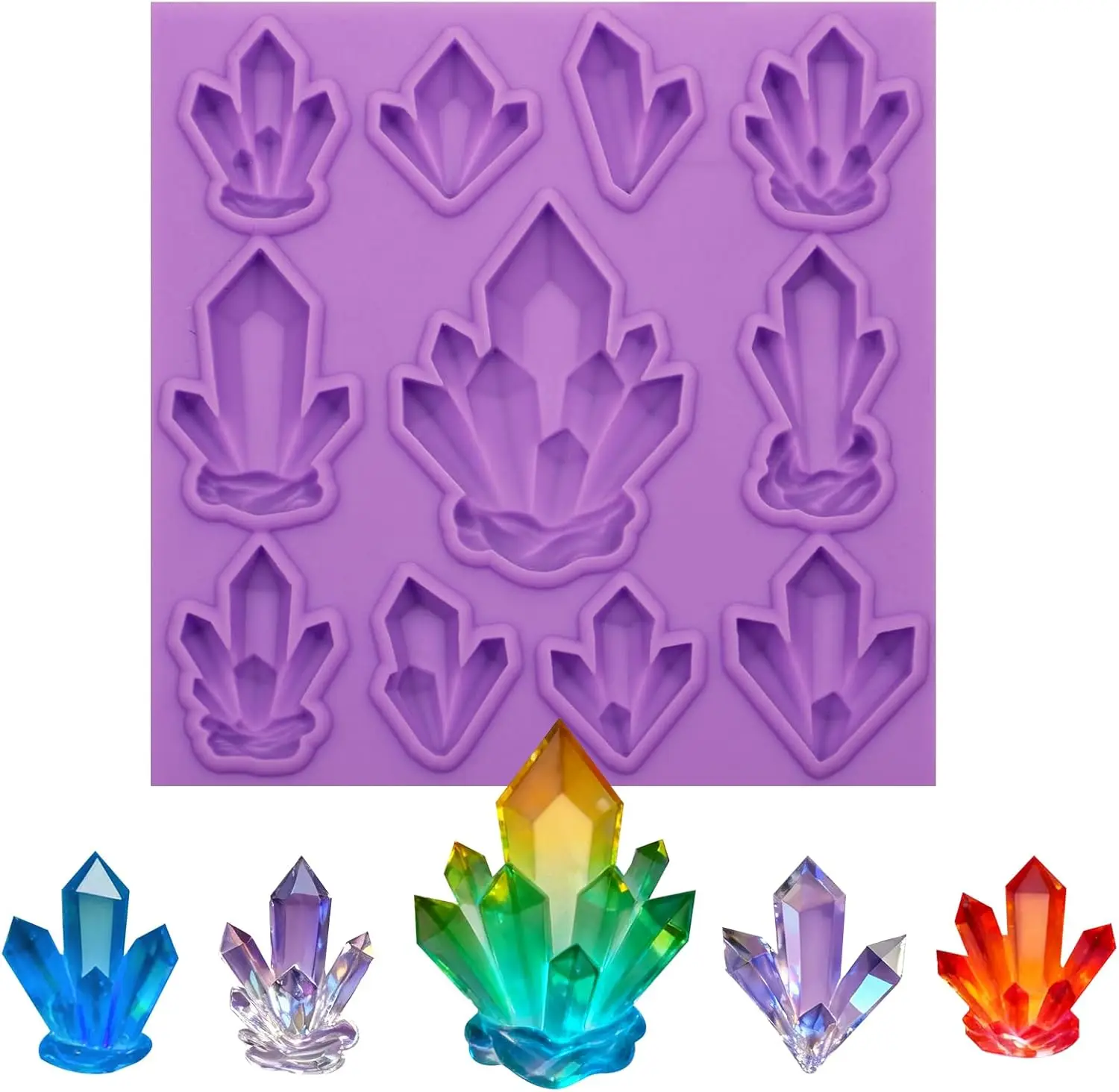 Crystal Cluster Silicone Molds 11-Cavity Elf Crystal Mold Candy Making Molds for Fondant Cake Decorations DIY Baking Tool