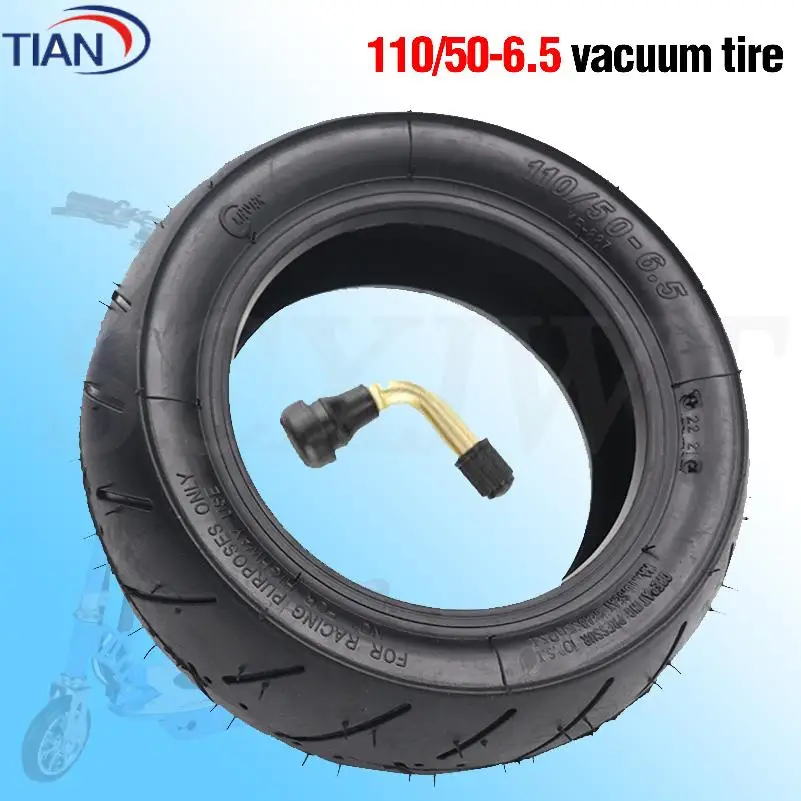 

Задняя шина 110/50-6.5 и внутренняя камера 110/50-6.5 с изогнутым вентилем для мини-мотоциклов 49 куб. см, электросамокатов и мини-мото.