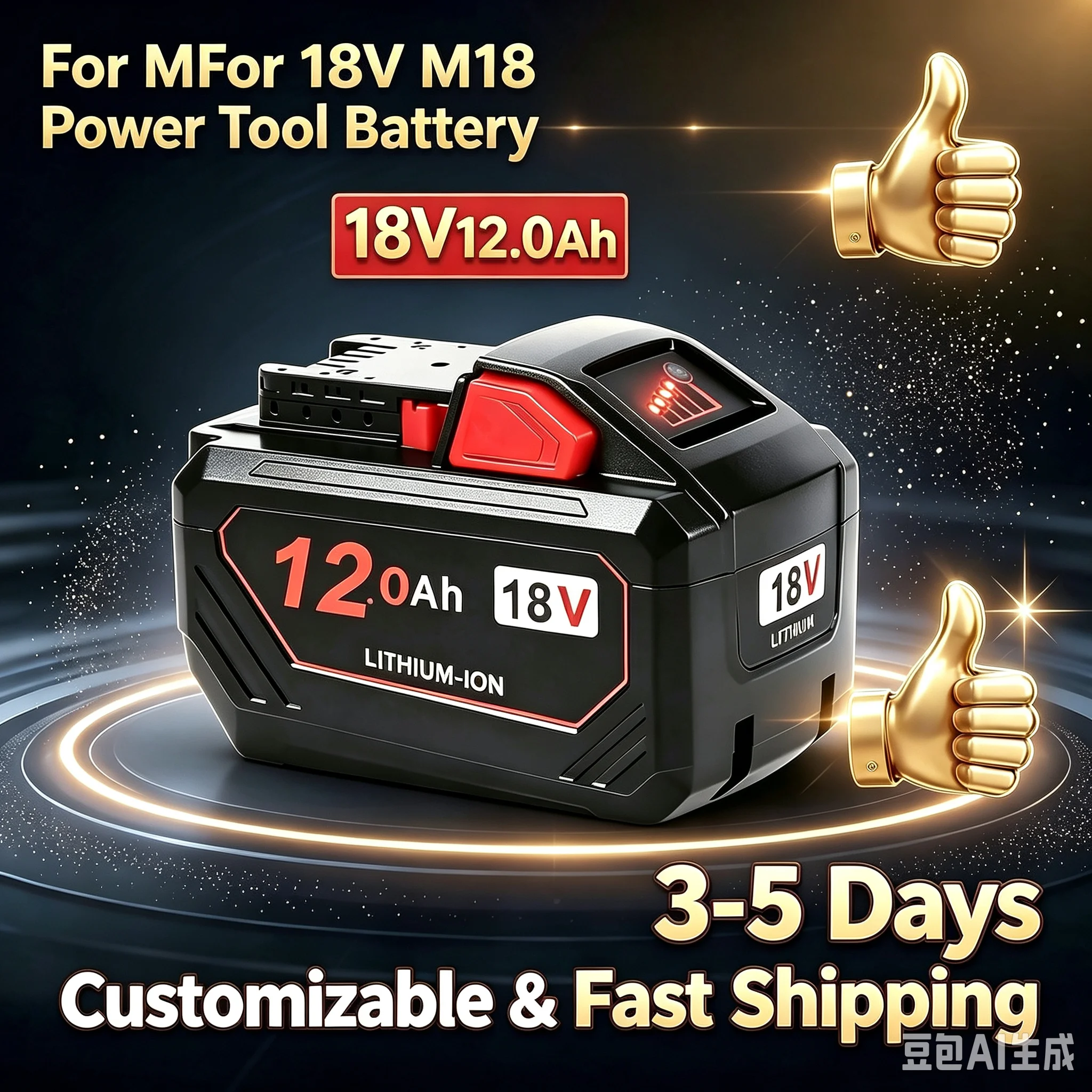 Batteria di ricambio agli ioni di litio da 18 V e 12,0 Ah, batteria ricaricabile agli ioni di litio con indicatore di carica a LED, compatibile con utensili elettrici a batteria da 18 V.
